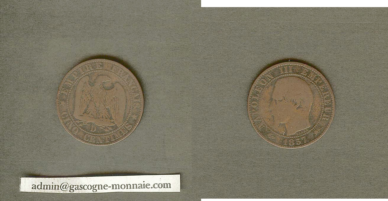 5 centimes Napoleon III 1857D F/gF